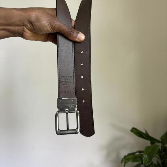 Vintage unisex Black‎ Minimaliste preppy leather belt size 32/80